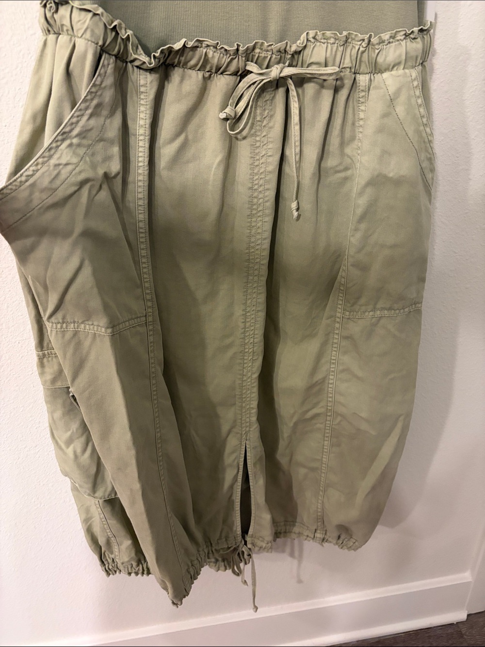 Daily Practice Anthropologie Sleeveless Olive Midi Dress with Drawstring Waist - Picture 9 of 10